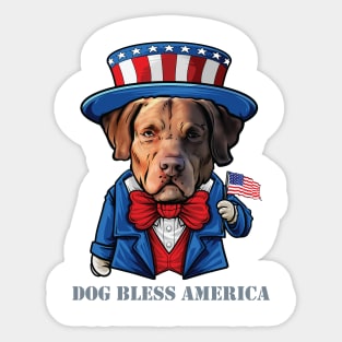 Chesapeake Bay Retriever Dog Bless America Sticker